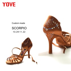 YOVE Customized SCORPIO(10.24-11.22) with Rhinestores Salsa or Bachata Dance Shoe