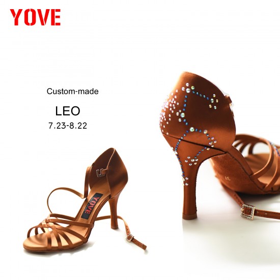 YOVE Customized LEO(7.23-8.22) with Rhinestores Salsa or Bachata Dance Shoe