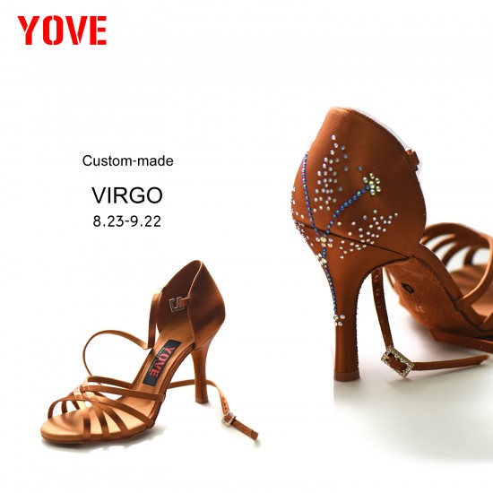 YOVE Customized VIRGO(8.23-9.22) with Rhinestores Salsa or Bachata Dance Shoe